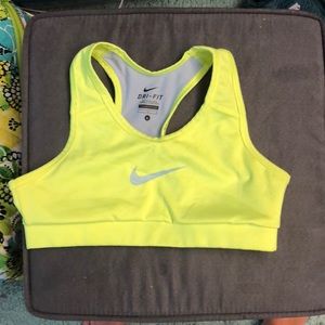 Neon Yellow Nike Pro sports bra YOUTH!!